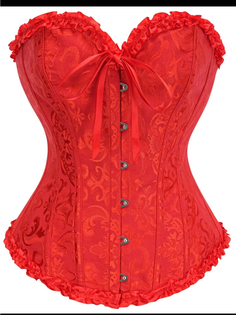 Red Corset Top Bustier Shapewear Lace Waist Push-Up BNWOT Size M